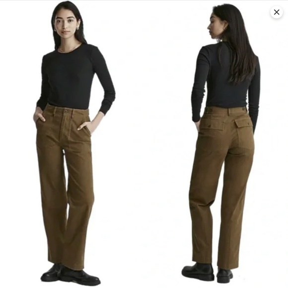 MADEWELL THE PERFECT VINTAGE WIDE LEG UTILITY EDITION OLIVE GREEN -27 - Picture 1 of 17